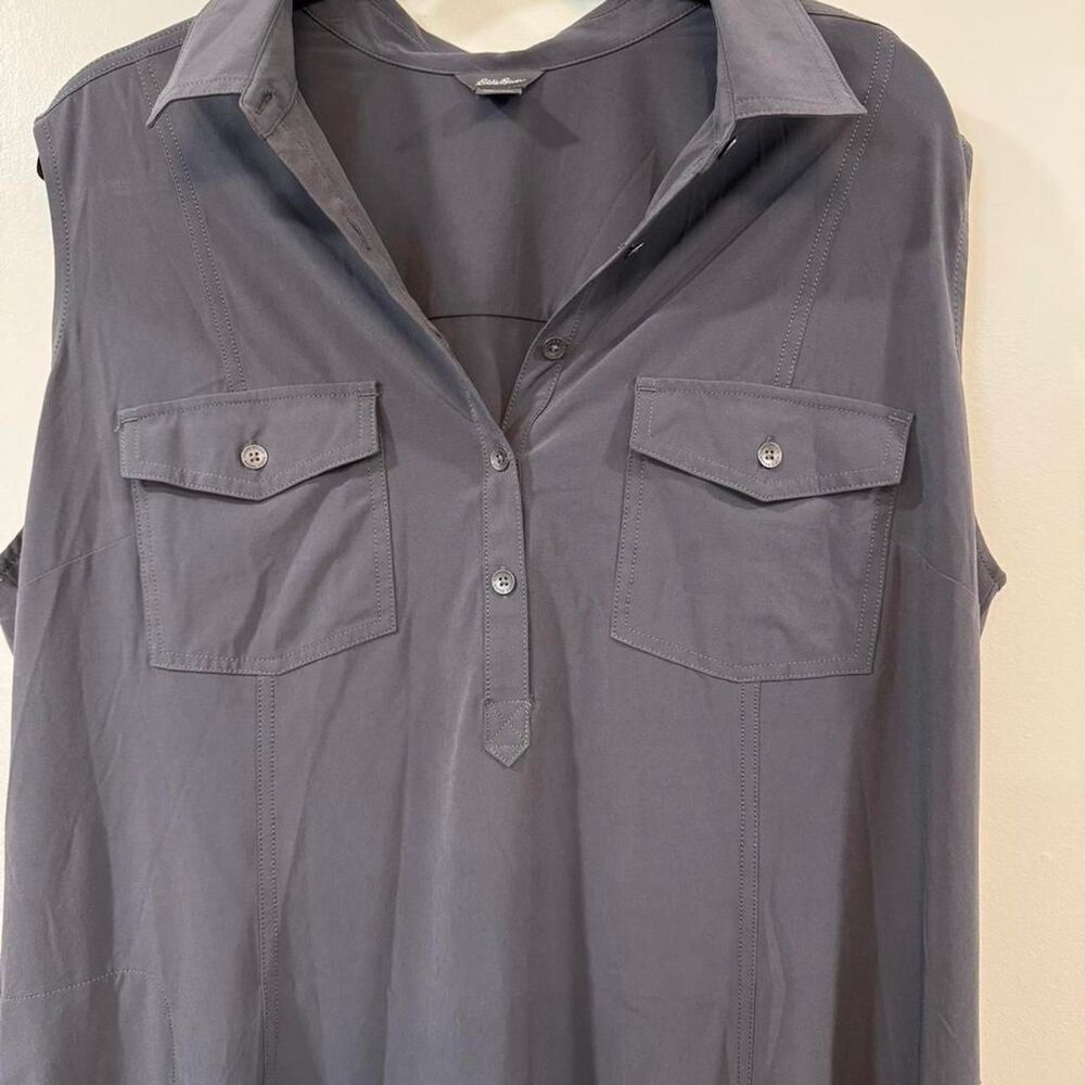 Eddie Bauer Grey Dress 2XL Gorpcore Utility Athleisure Zip Pockets Outdoor Tank - Picture 3 of 8